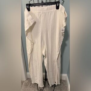 New Old Navy Point Elle Sea Salt Cream 4X 4XL women's lounge pants lettuce hem